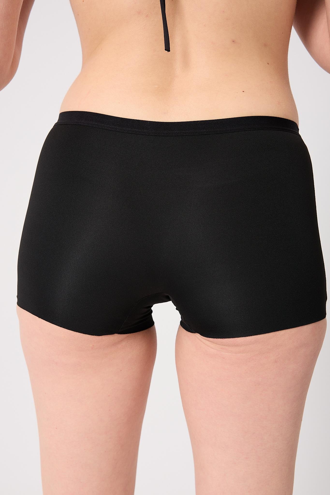 Kadın Basic Dikişsiz Lazer Kesim Siyah Boxer Külot