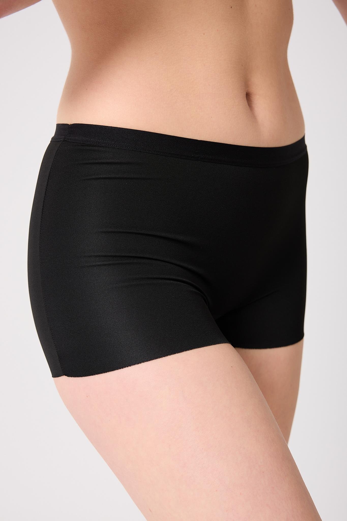Kadın Basic Dikişsiz Lazer Kesim Siyah Boxer Külot