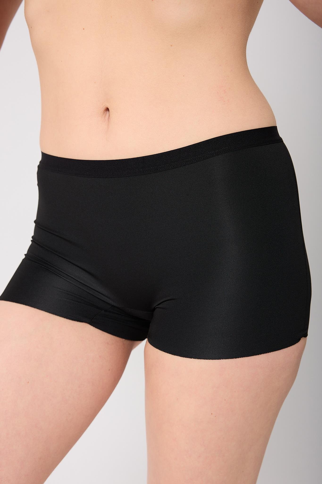Kadın Basic Dikişsiz Lazer Kesim Siyah Boxer Külot