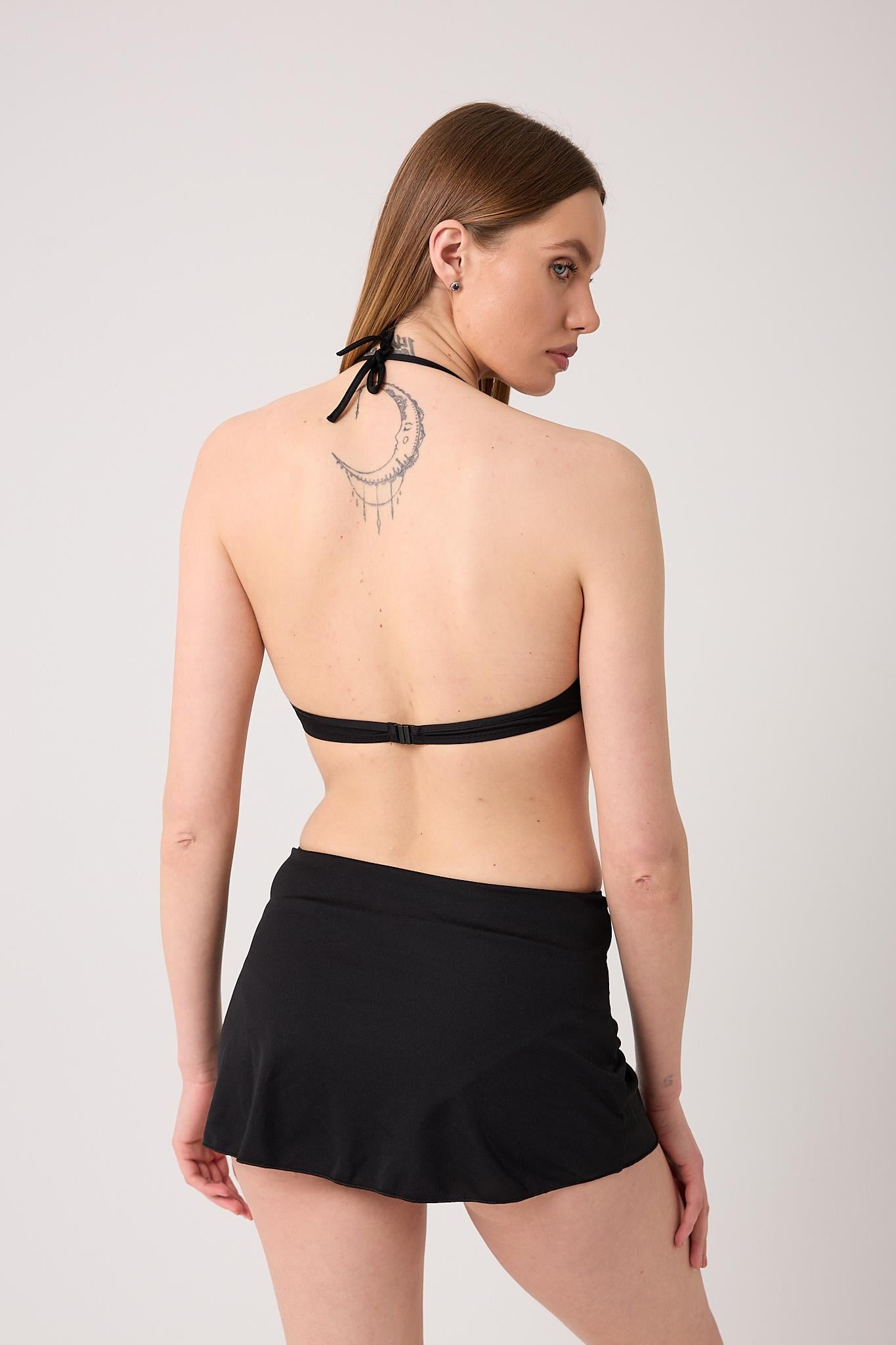 Kadın Dolgulu Takım Etekli Siyah Bikini
