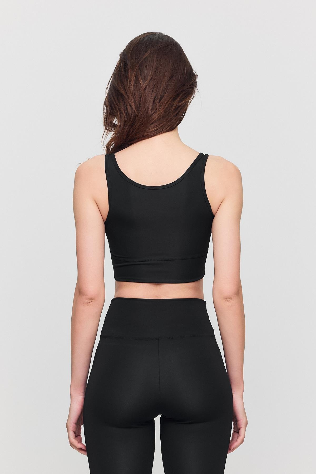 Kadın Toparlayıcı Pedli Siyah Spor Bra