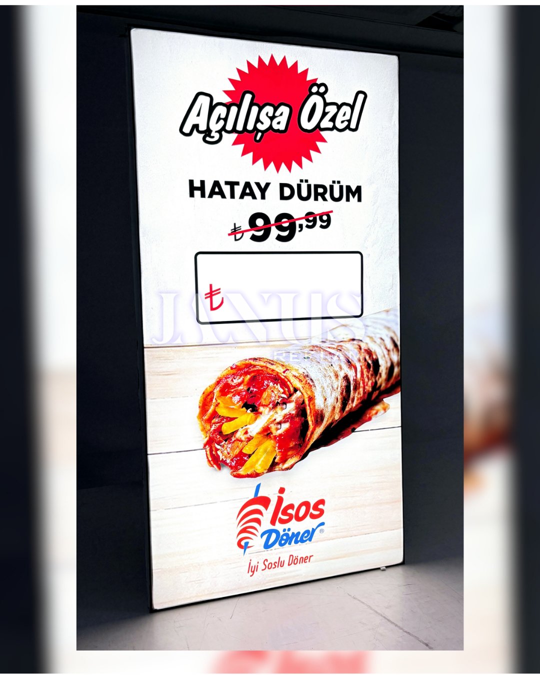 Lightbox - Çift Taraflı 10cm Profil Çift İç Mekan - Uzun kenar ölçüsü 100 cm'e kadar