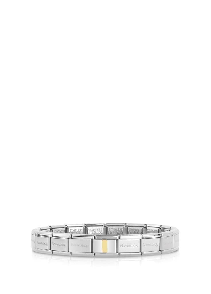 NOMİNATİON ITALY COMPOSABLE KLASİK PASLANMAZ ÇELİK BİLEKLİK GÜMÜŞ RENGİ VE 18K ALTIN I HARFİ