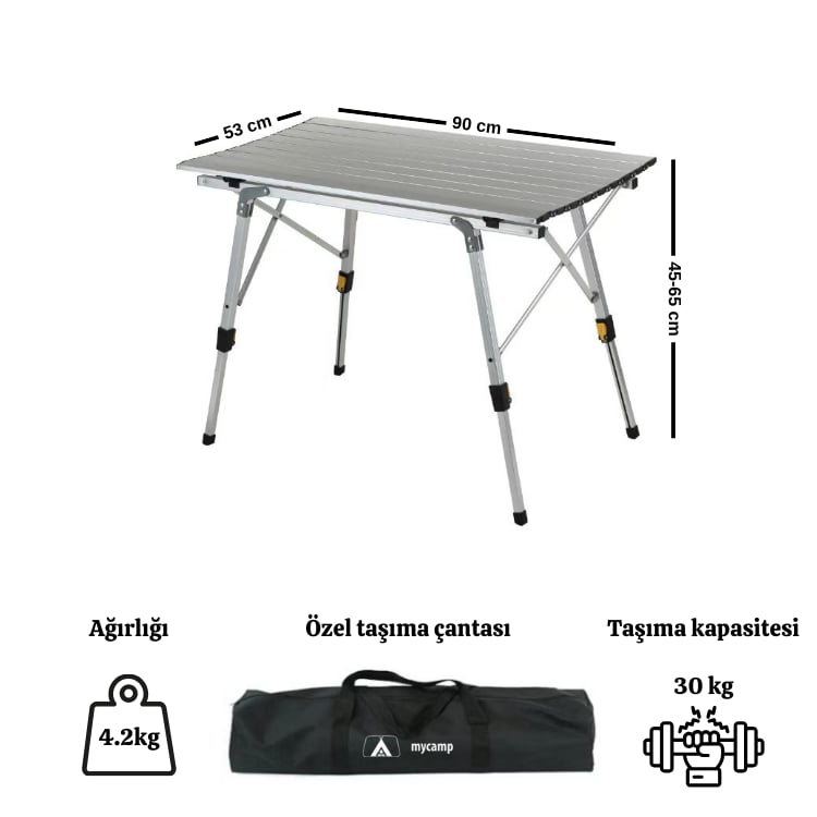Alto Ayarlanabilir Ayaklı Katlanır Alüminyum Kamp Masası