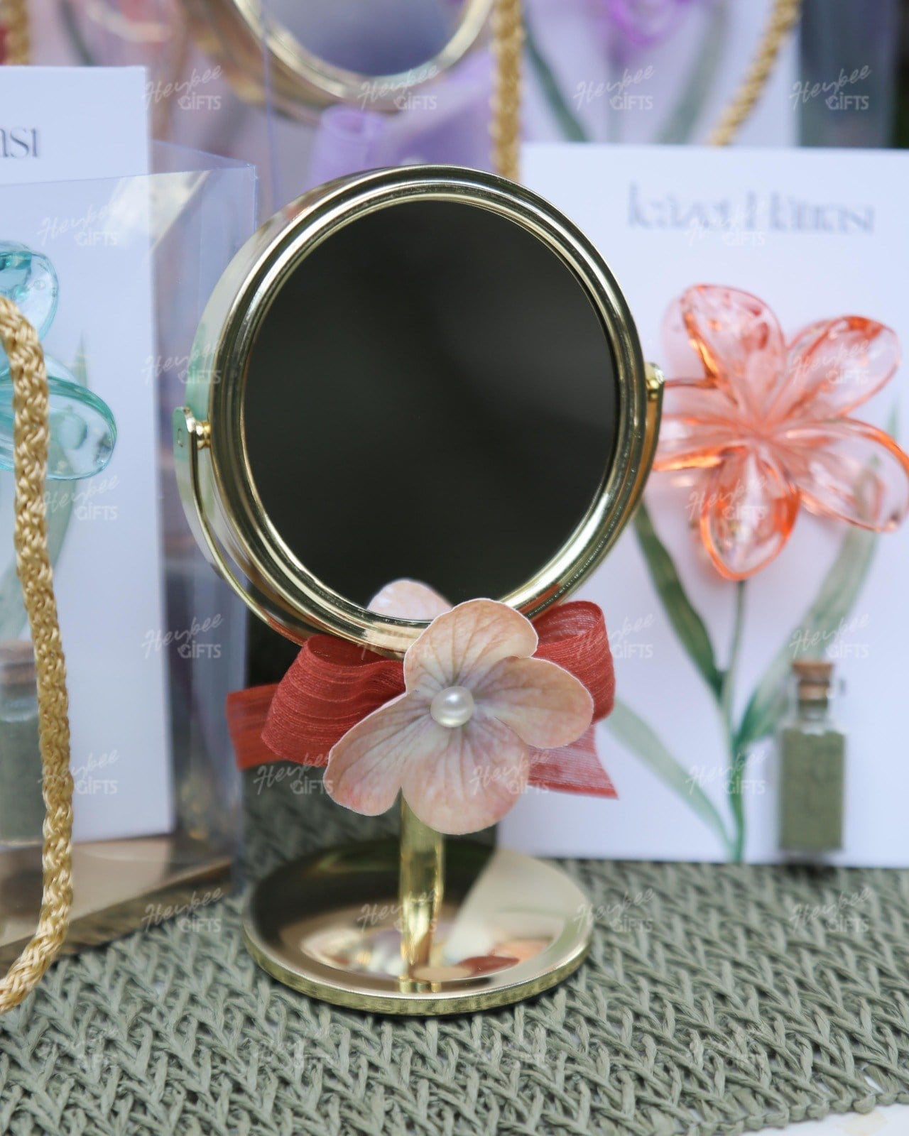 Gold Ayaklı Ayna Lotus Kına Seti