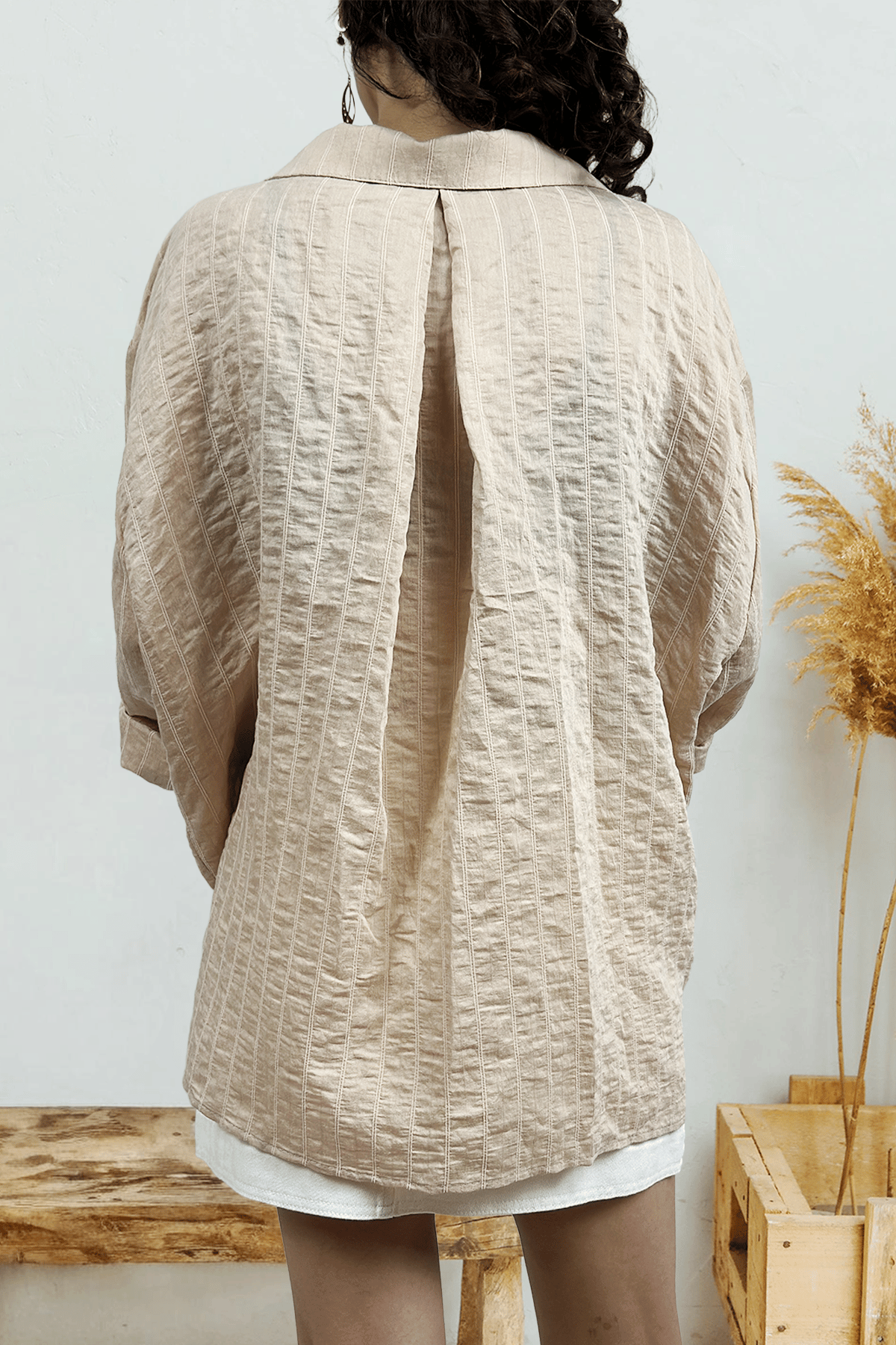 Sand Wave Oversize Gömlek Taş 