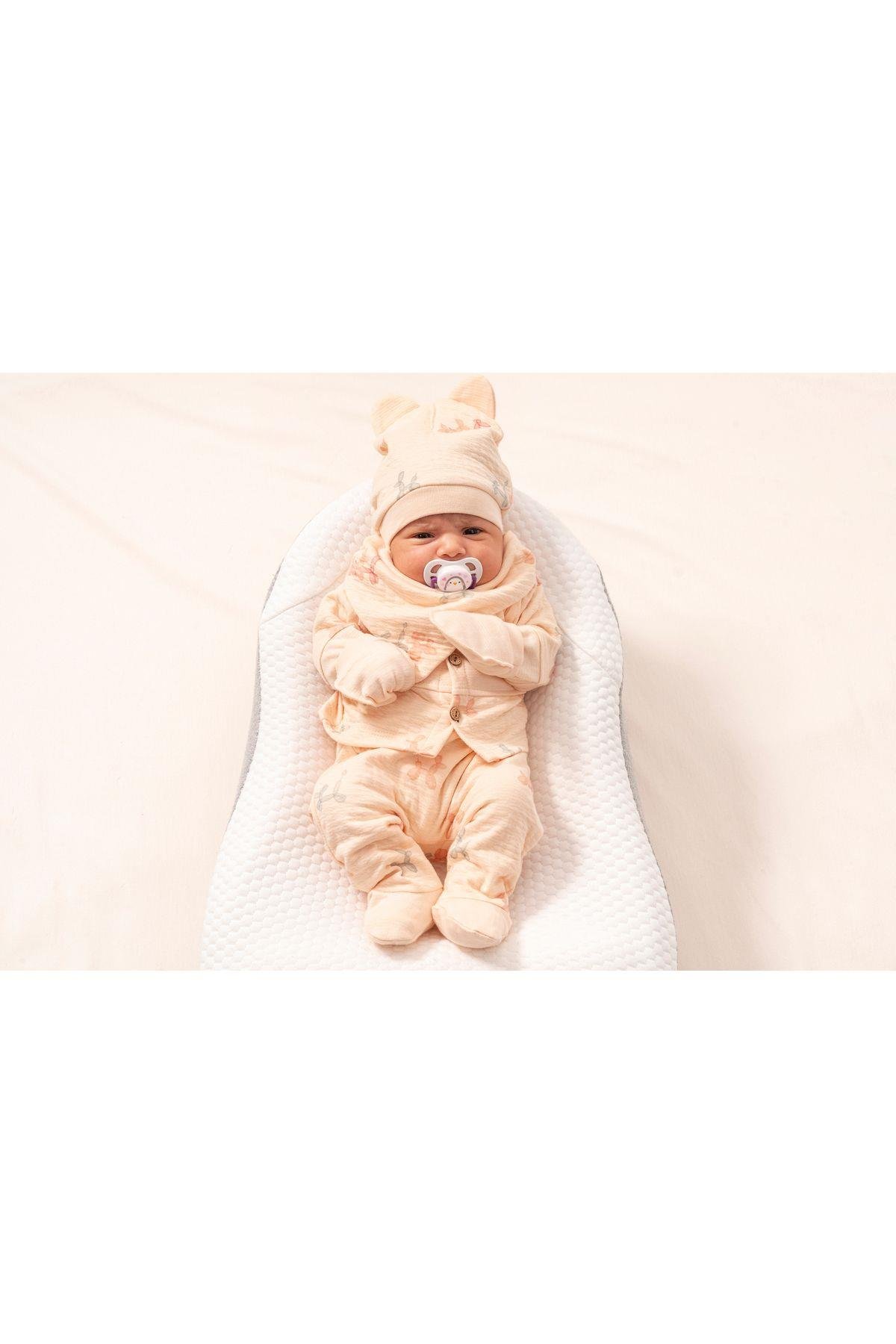 %100 ORGANİK PAMUK BIRTH PARTY 5 PARÇA KIZ BEBEK HASTANE ÇIKIŞ SETİ