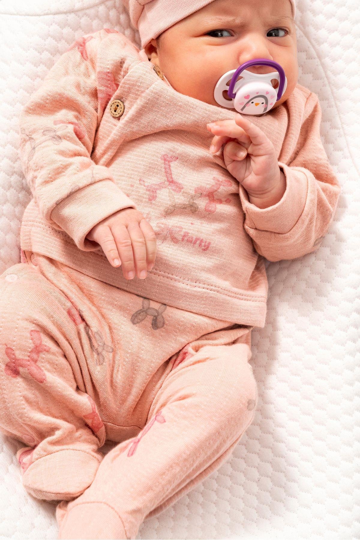 %100 ORGANİK PAMUK BIRTH PARTY KIZ BEBEK DÜĞMELİ TULUM