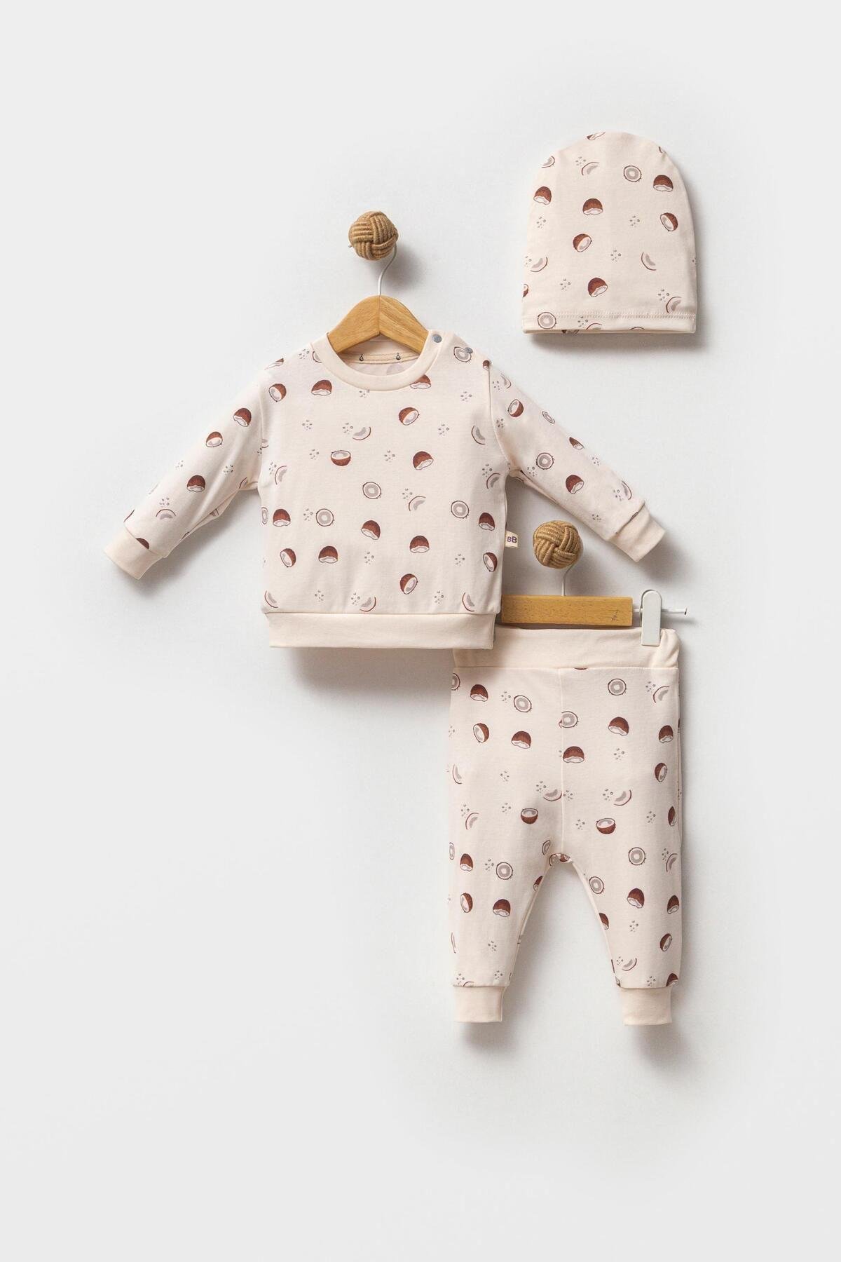%100 ORGANİK PAMUK COCONUT DESEN BEBEK 2'Lİ TAKIM
