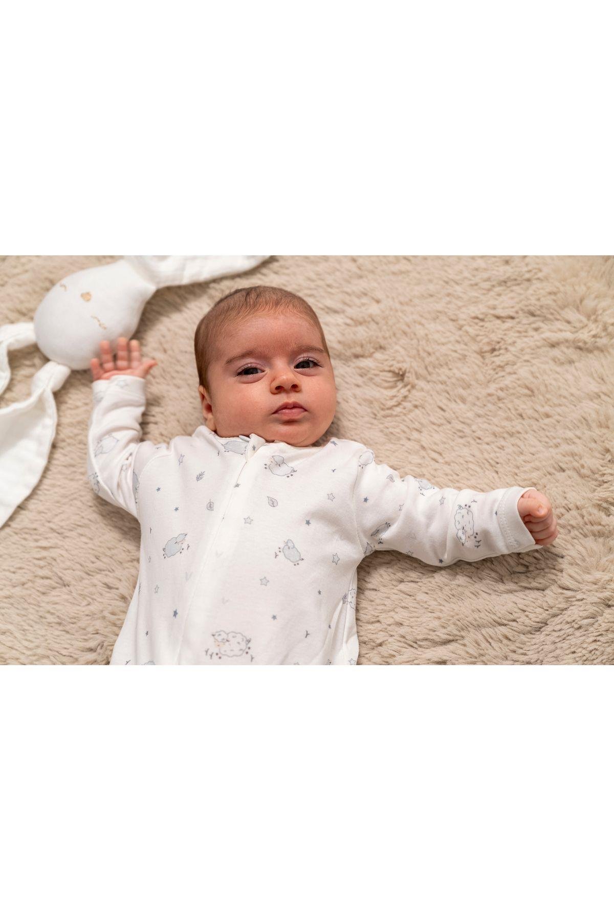 %100 ORGANİK PAMUK KUZUCUK FERMUARLI BEBEK TULUM