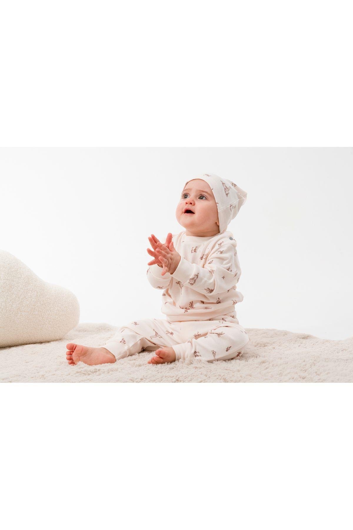 %100 ORGANİK PAMUK ÖRDEK BASKI BEBEK 2'Lİ TAKIM