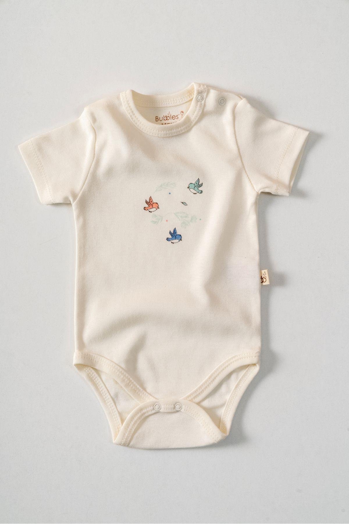 %100 ORGANİK PAMUK SEVİMLİ YAVRU KUŞ 2'Lİ BEBEK BODY SET