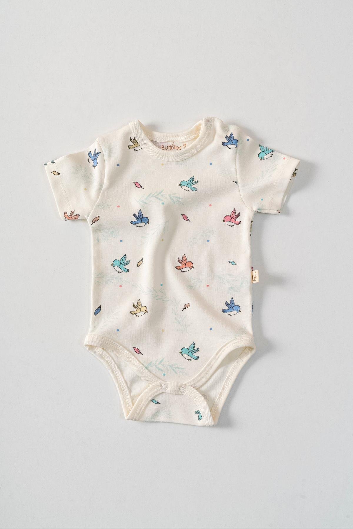 %100 ORGANİK PAMUK SEVİMLİ YAVRU KUŞ 2'Lİ BEBEK BODY SET