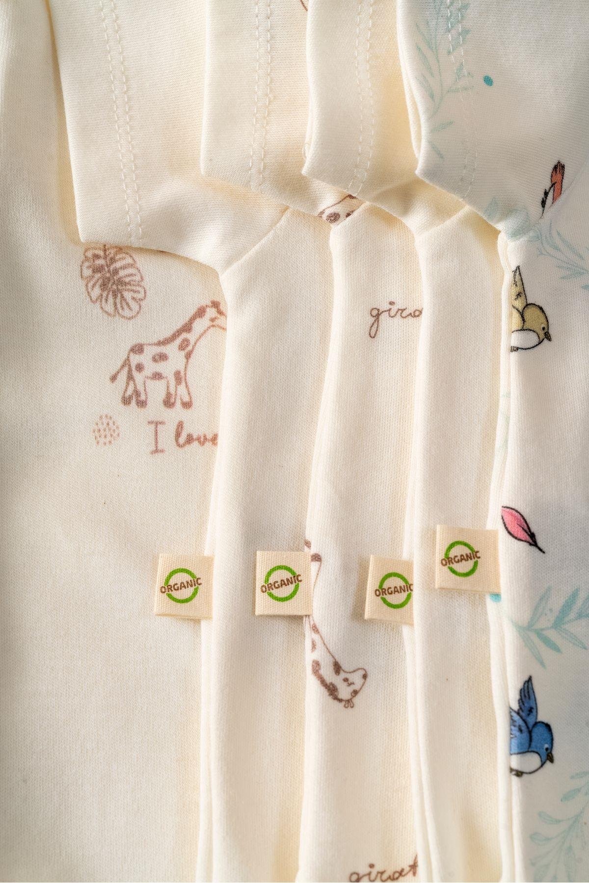 %100 ORGANİK PAMUK SEVİMLİ ZÜRAFA 2'Lİ BEBEK BODY SET