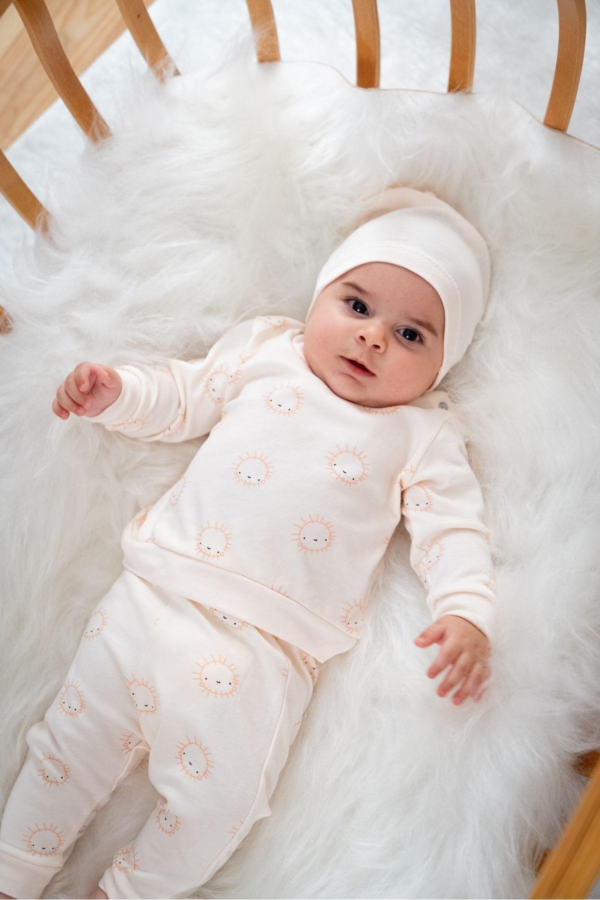 %100 ORGANİK PAMUK ZÜRAFA BASKI BEBEK 2'Lİ TAKIM