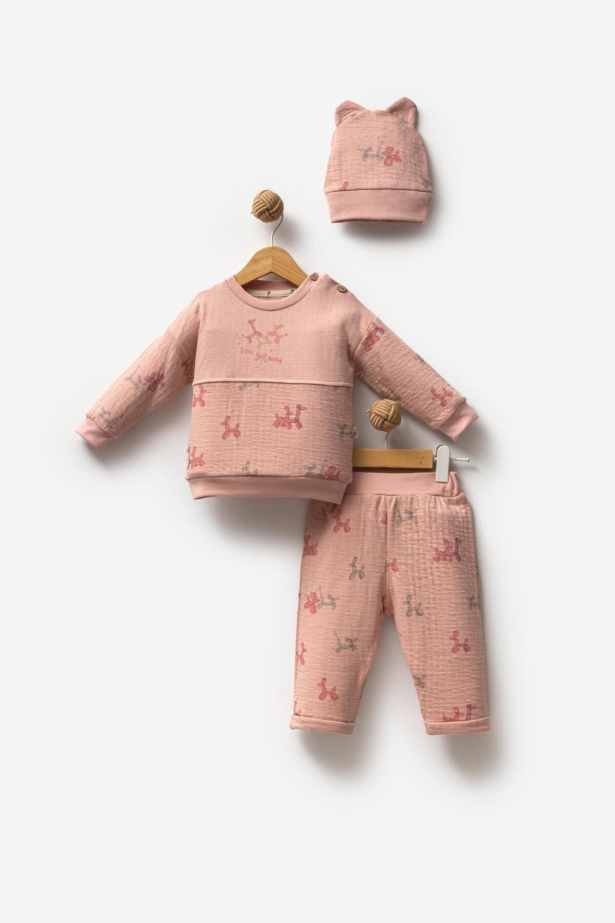 %100 PAMUK BIRTH PART FİYONK KIZ BEBEK 2'Lİ TAKIM