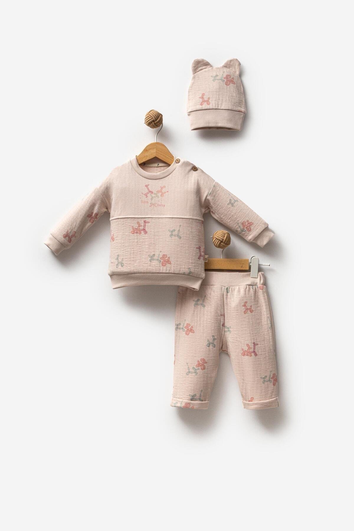 %100 PAMUK BIRTH PART FİYONK KIZ BEBEK 2'Lİ TAKIM