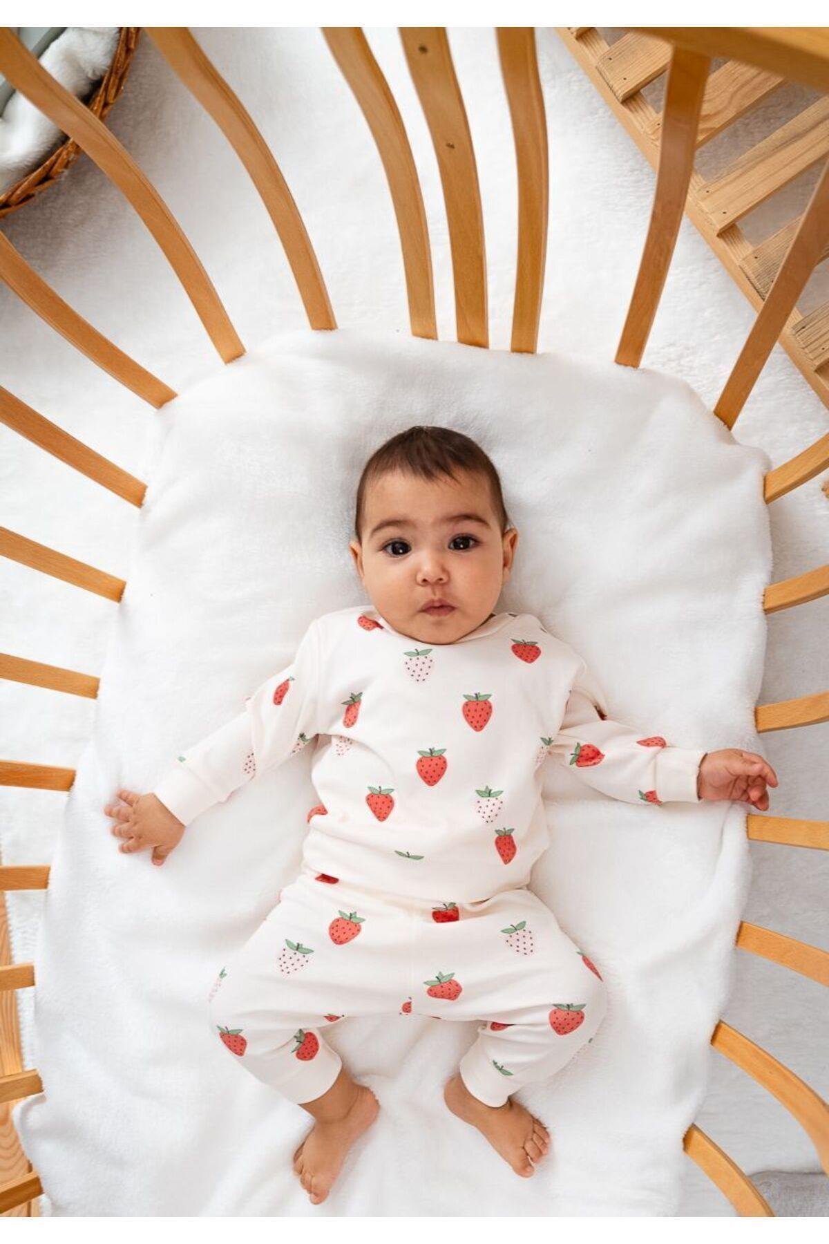ÇİLEK BASKI 3LÜ BEBEK TAKIM