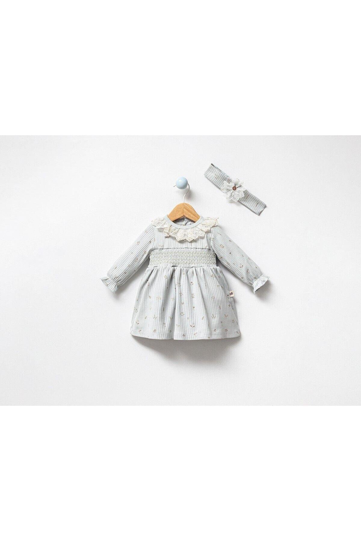 KIZ BEBEK DANTEL DETAYLI BELİ LASTİKLİ ELBİSE