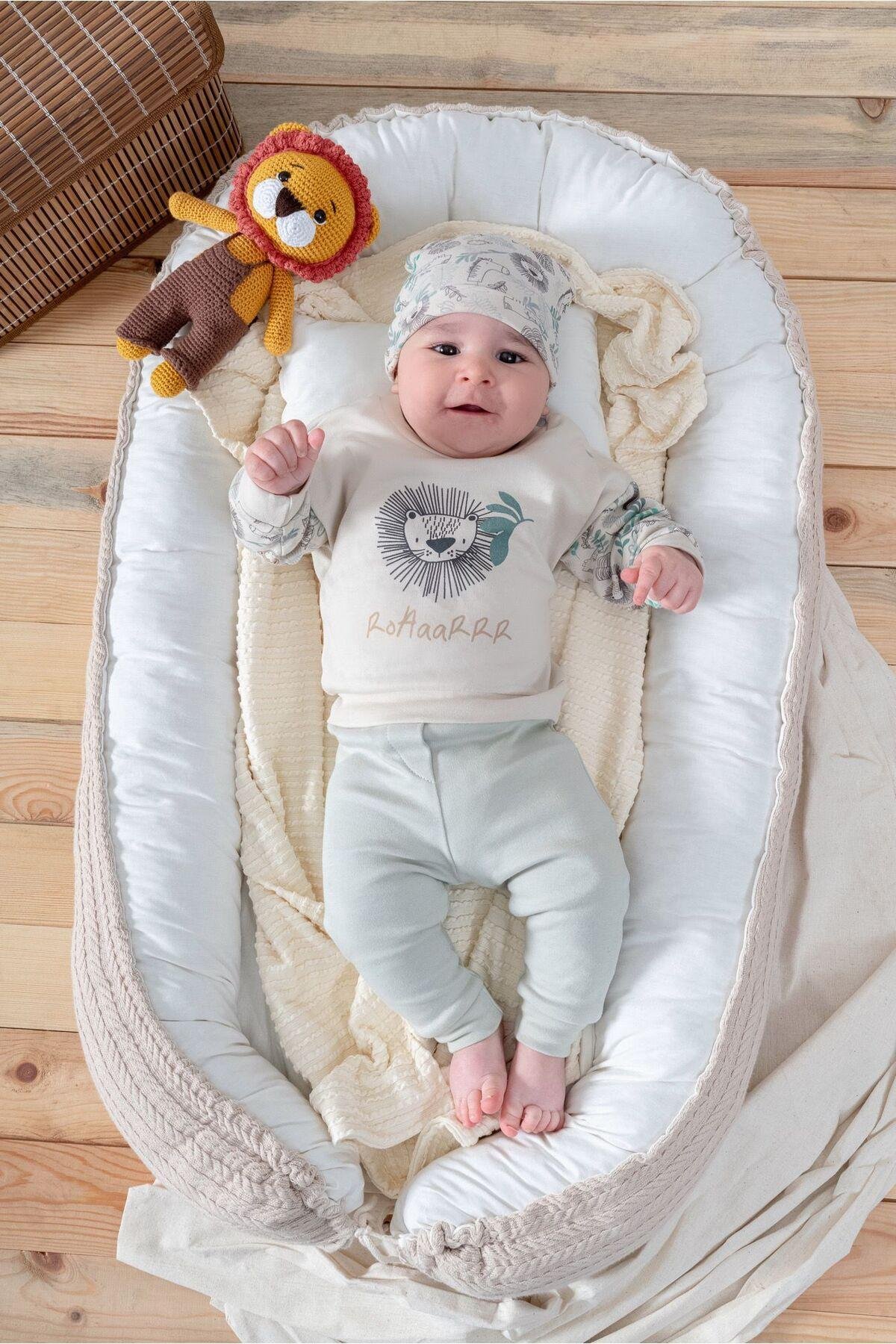 SEVİMLİ ASLAN %100 PAMUK BEBEK 2'Lİ TAKIM