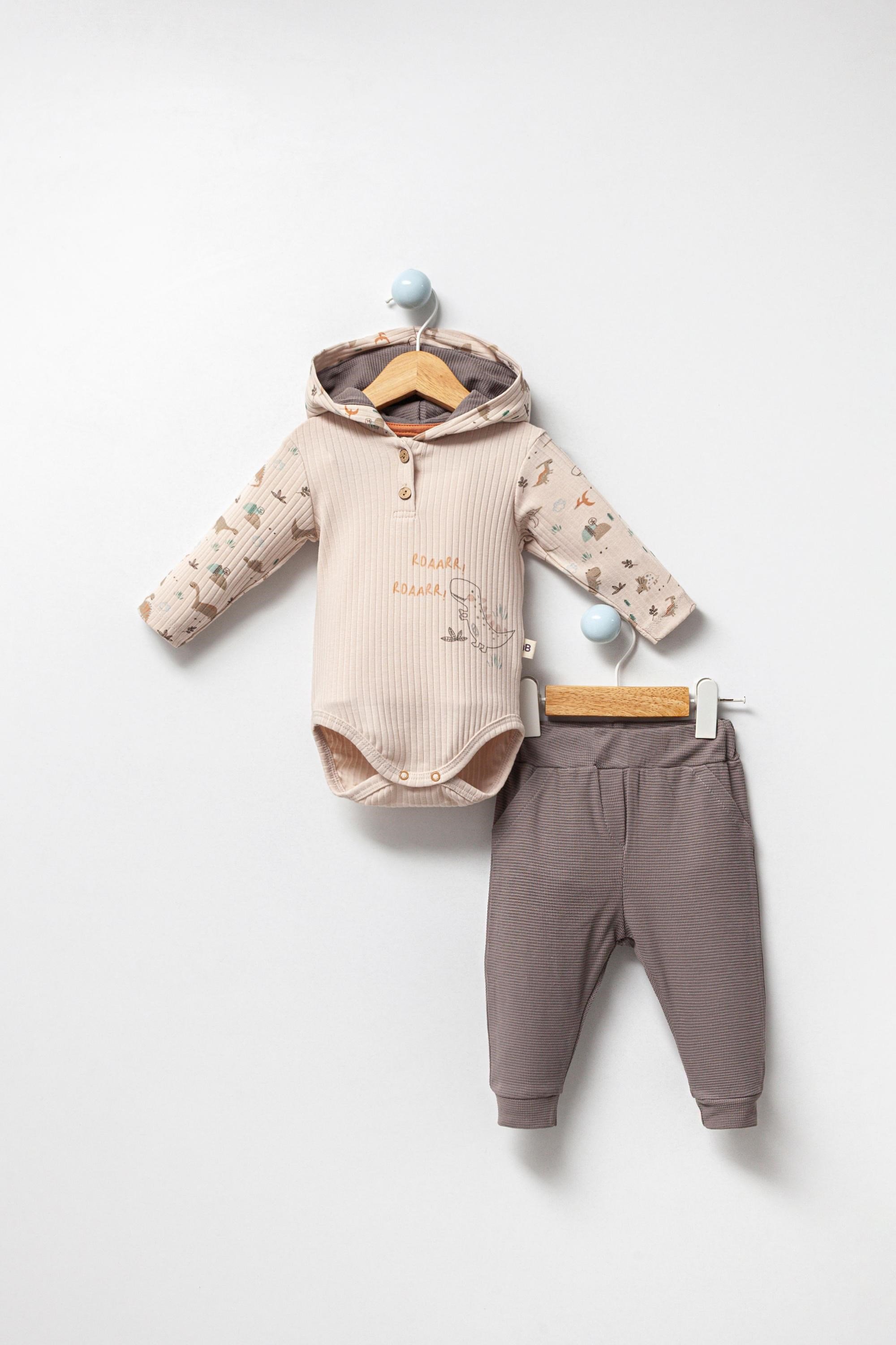 SEVİMLİ DİNOZOR BODYLİ ALT ÜST BEBEK TAKIMI
