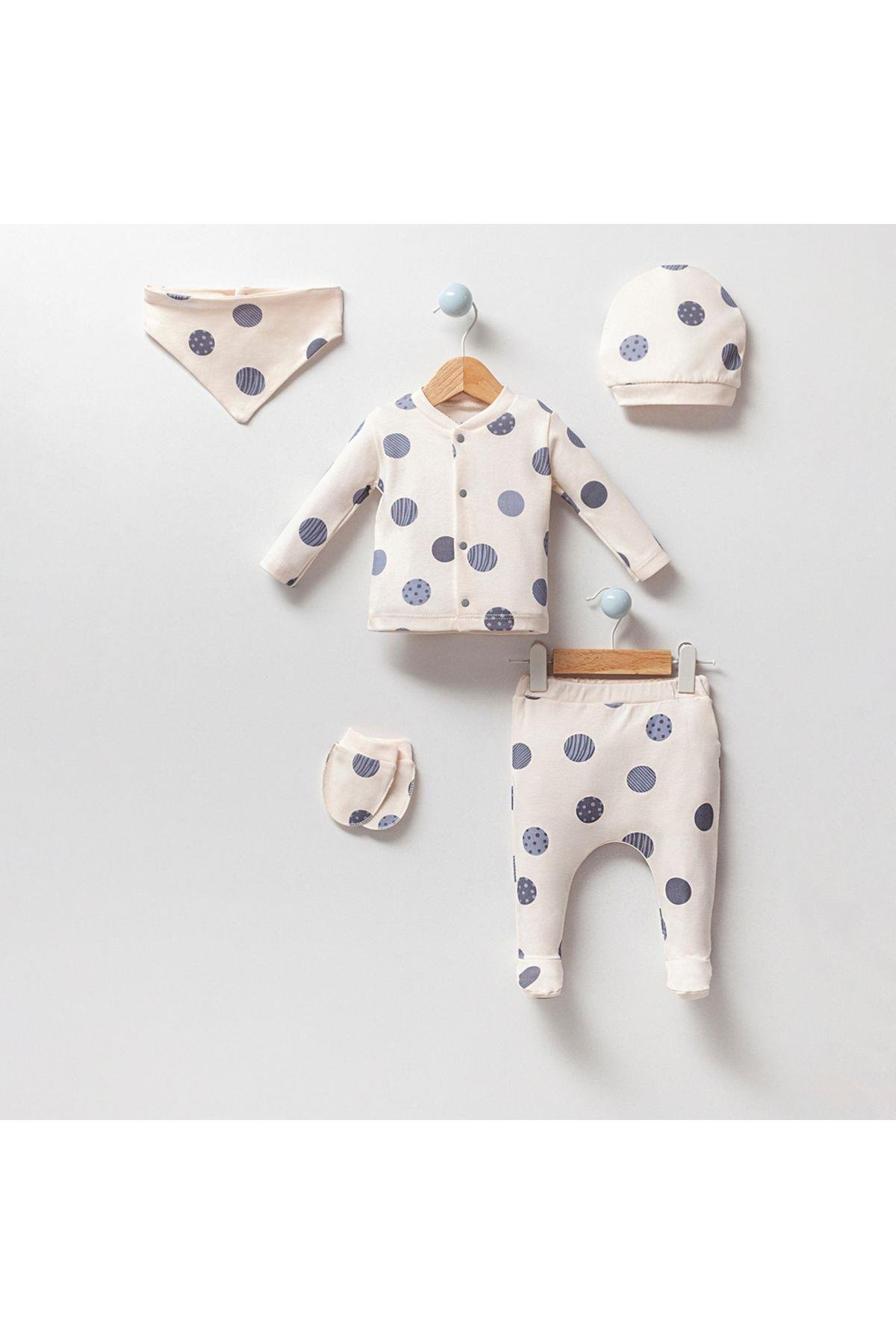 Unisex Bebek Gezegenli Natural 5li Hastane Çıkışı Zıbın Set