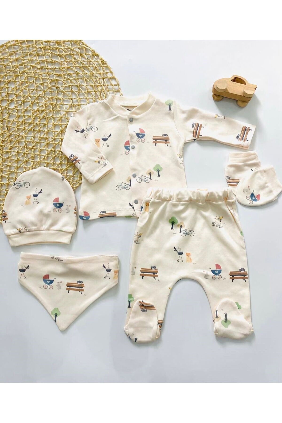 Unisex Piknik 5li Hastane Çıkışı, %100 pamuk