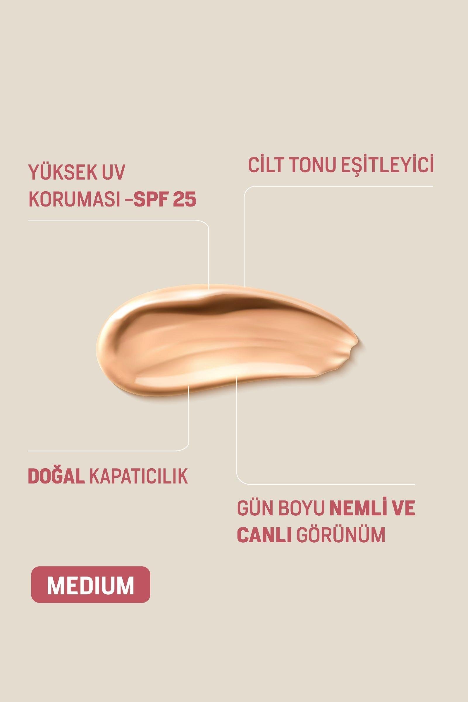 BB Krem Medium 25 Spf 40 ml Doğal Kapatıcı Etkili Leke Karşıtı Aydınlatıcı