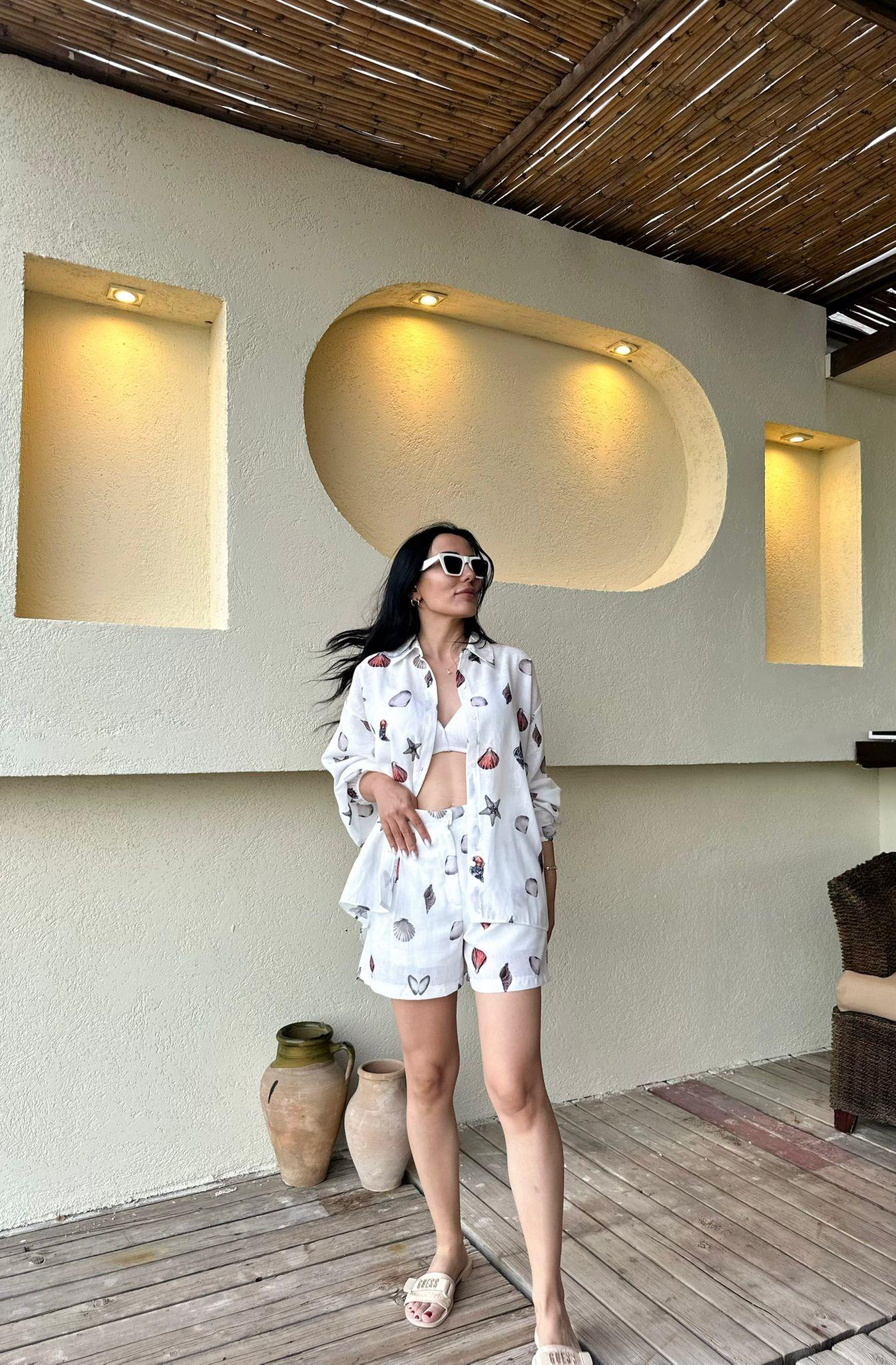 Keten Gömlek Şort Takım