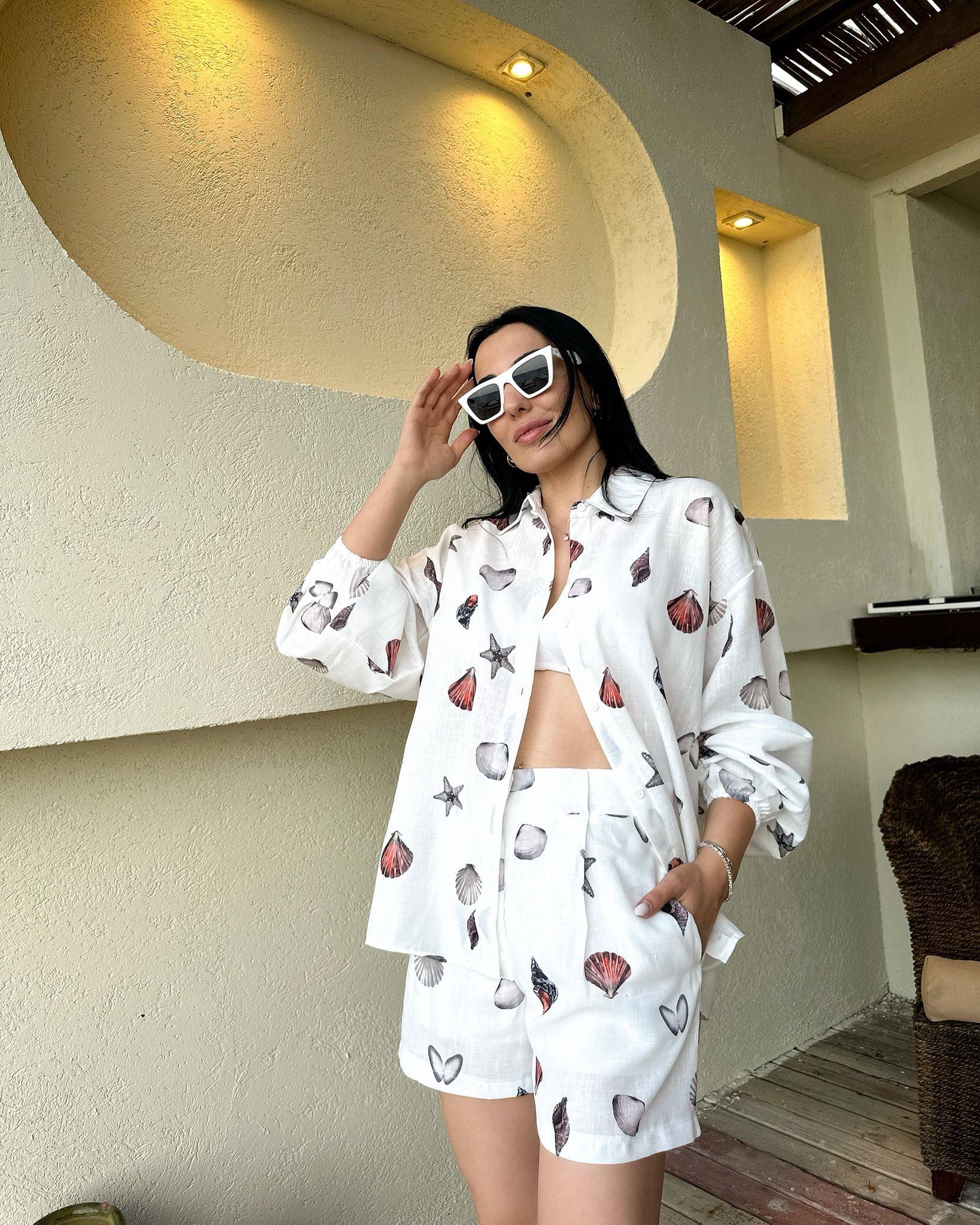 Keten Gömlek Şort Takım