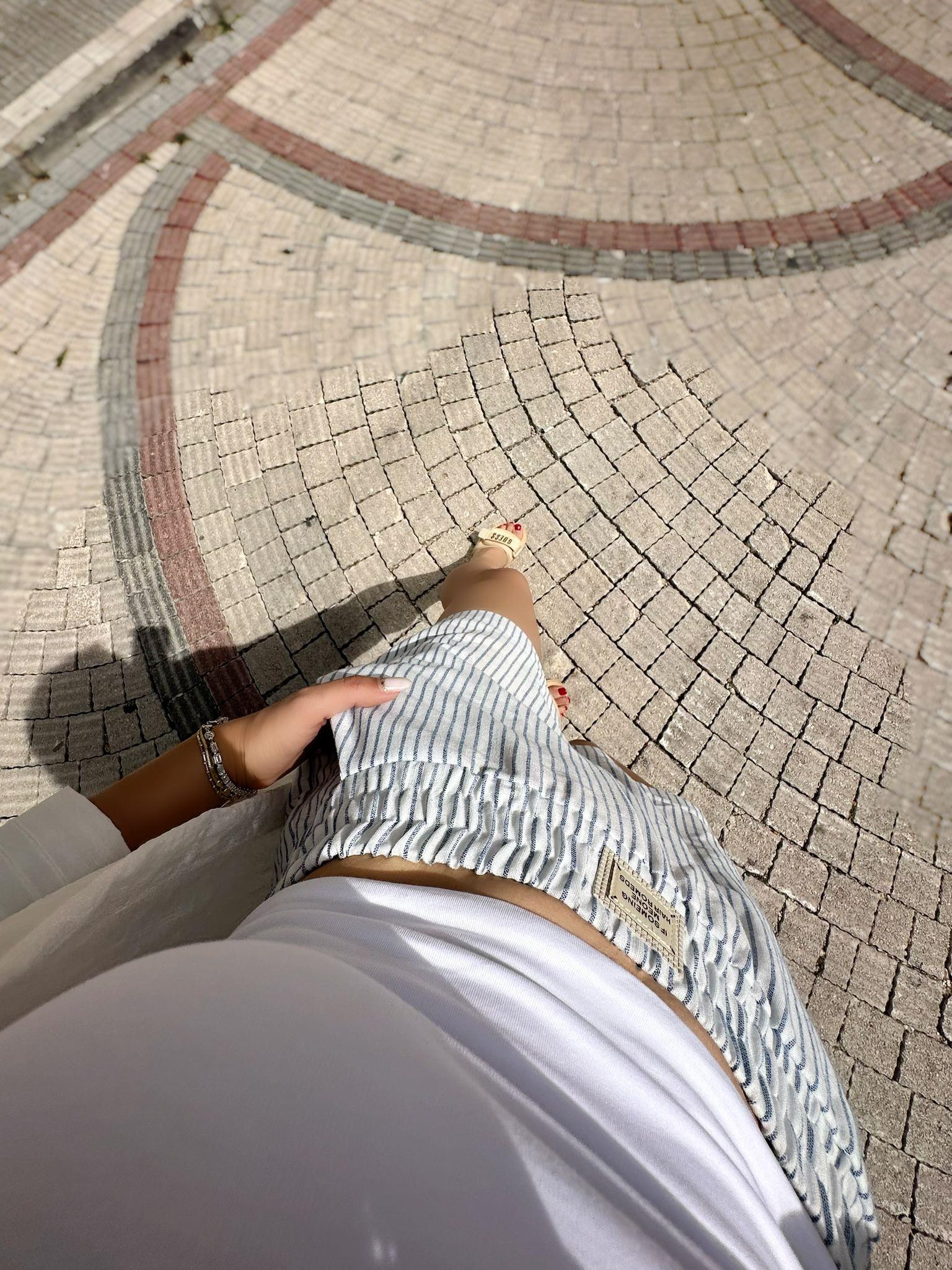 Mavi Çizgili Pamuk Şort