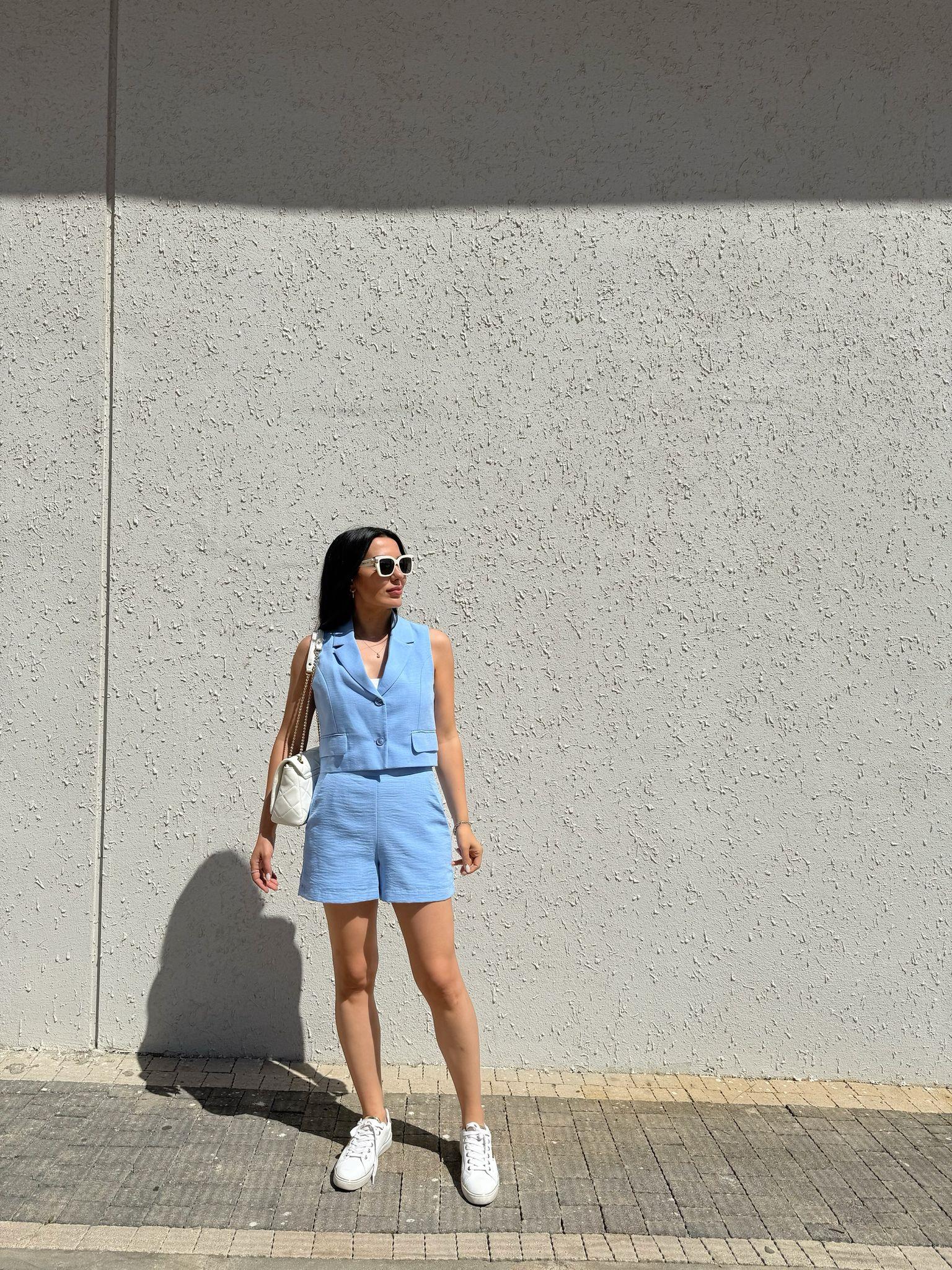 Mavi Yelek Şort Takım