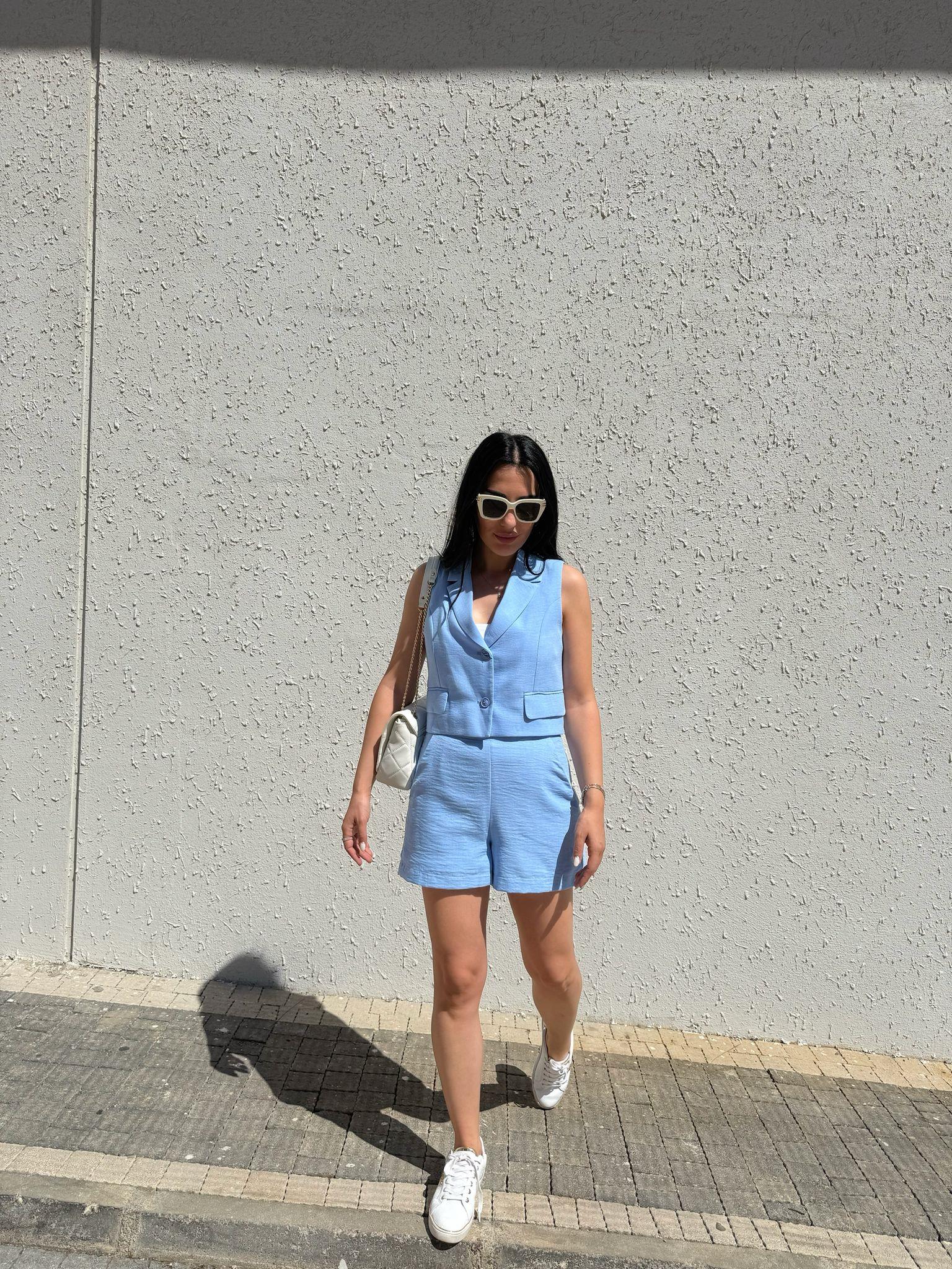 Mavi Yelek Şort Takım