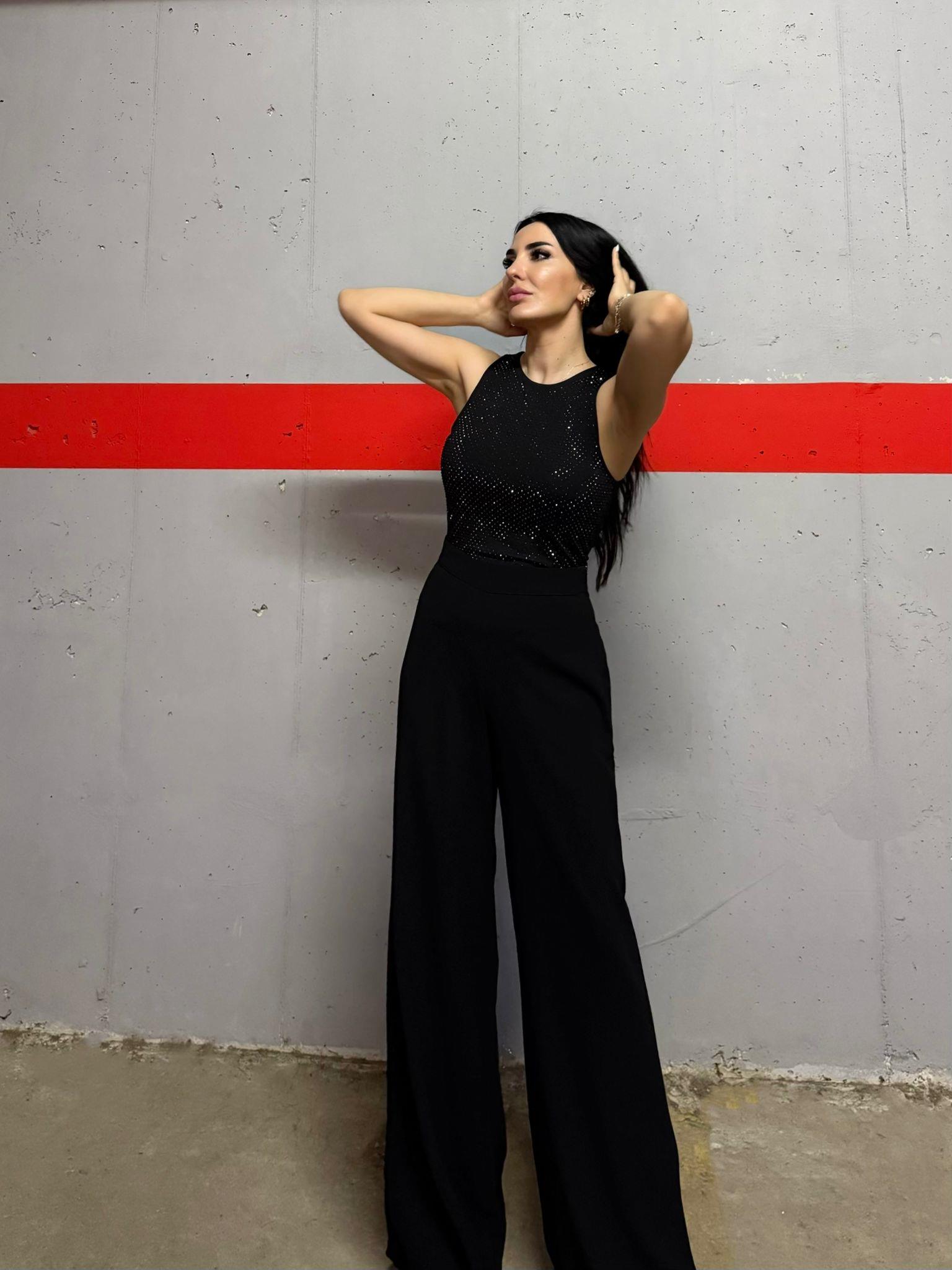 Siyah Bol Paça Pantolon