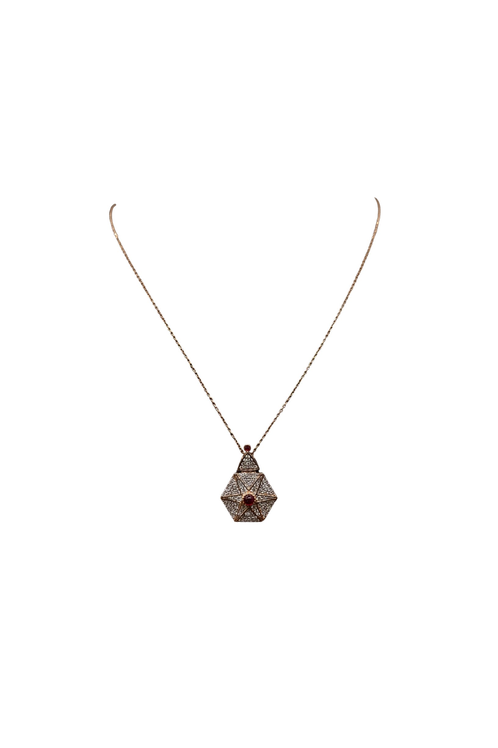 0,41 KARAT ROSE YILDIZ TASARIM PIRLANTA KOLYE