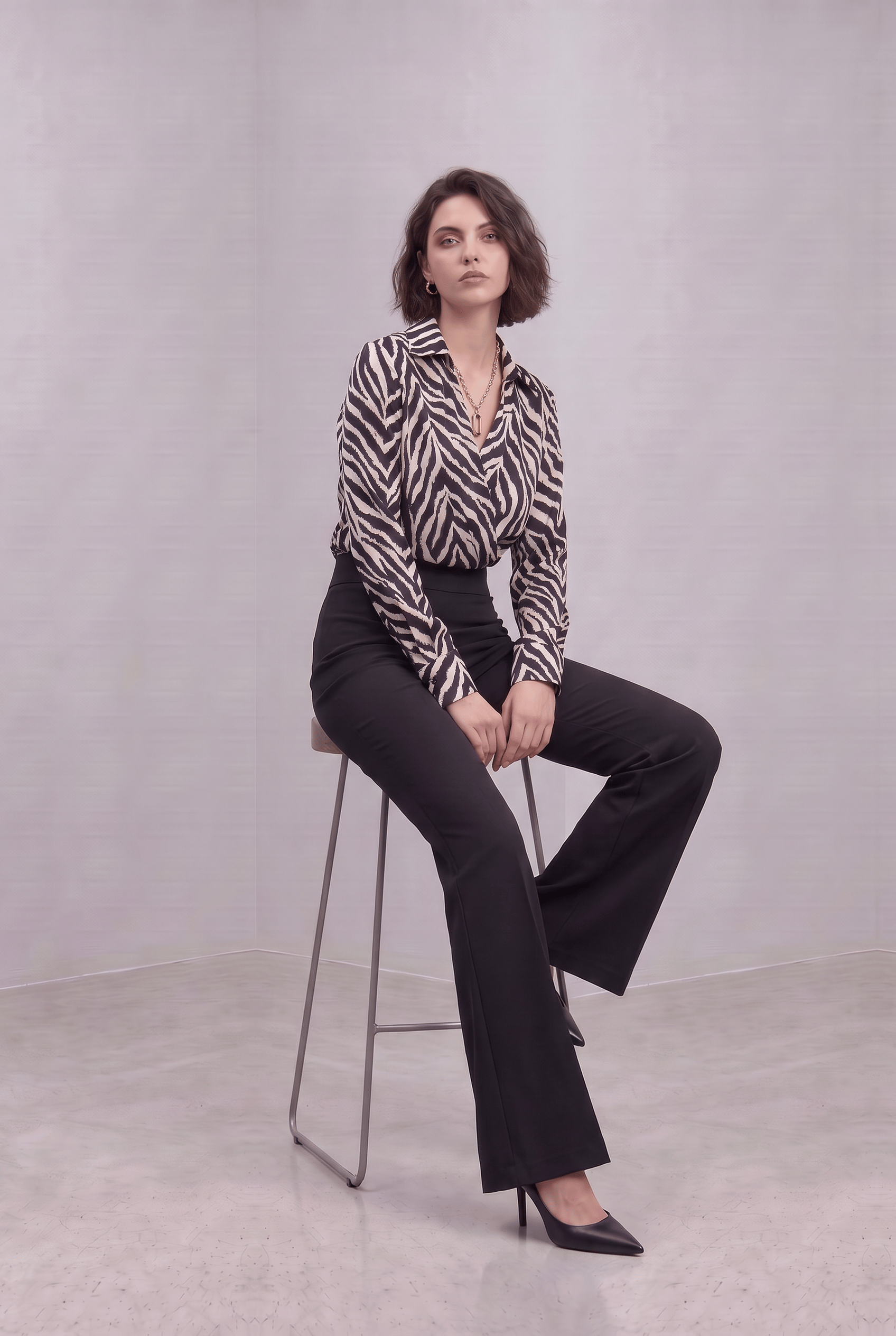 Zebra Alttan Çıtçıtlı Bluz
