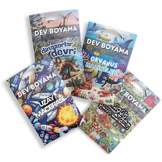 Dev Boyama Seti - 4 Adet Dev Boyama Kağıdı (100x70 cm) - Çocuklar İçin Eğitici Sanat Etkinliği, 200gr Kalın Kağıt