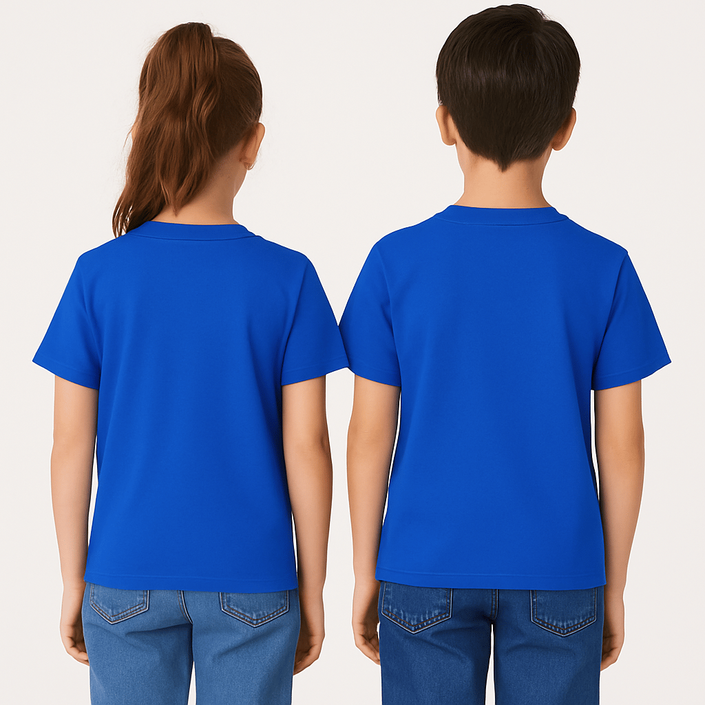 Kyex KIDS Unisex Basic Pamuklu Oversize Koyu Mavi Tişört