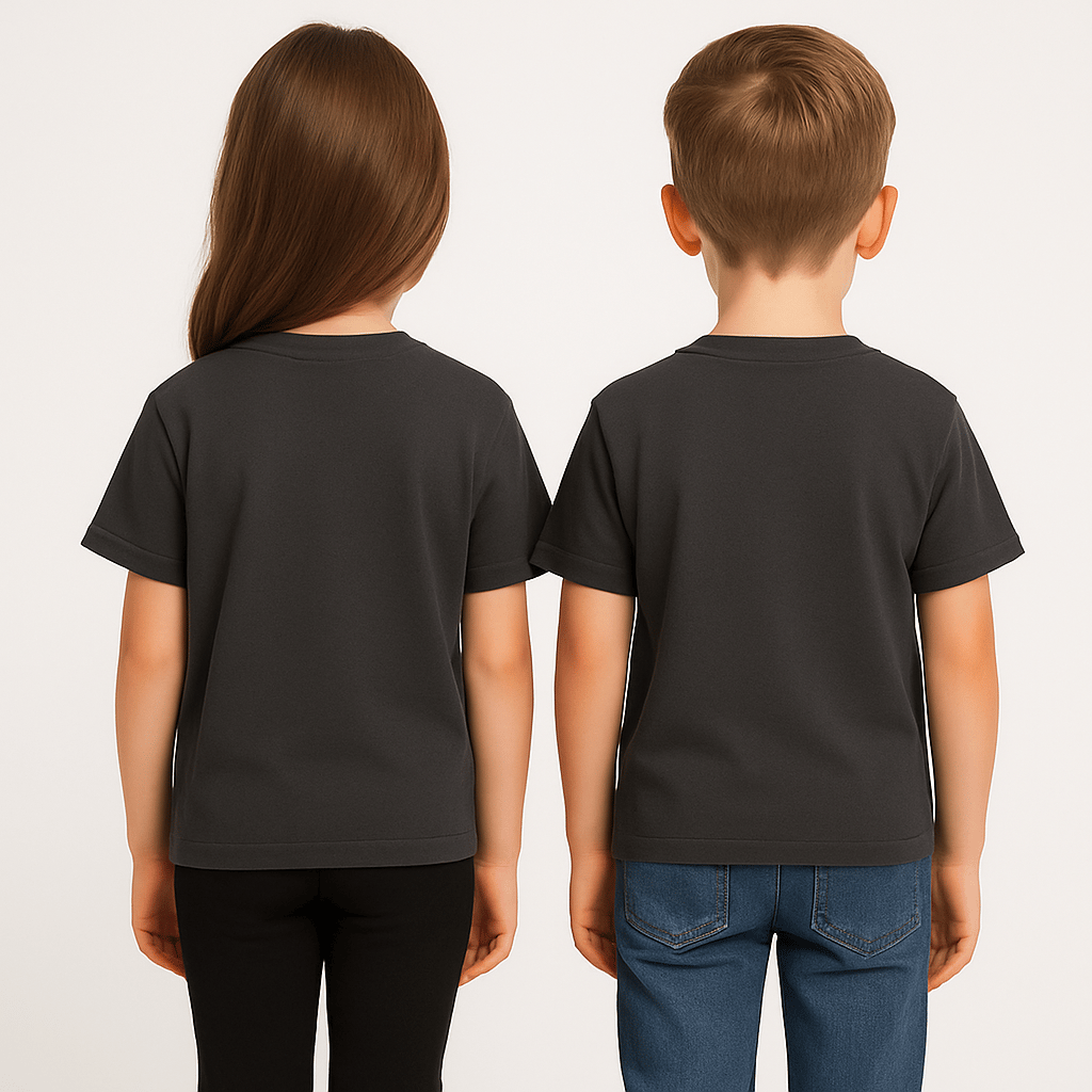 Kyex KIDS Unisex Basic Pamuklu Oversize Antrasit Gri Tişört