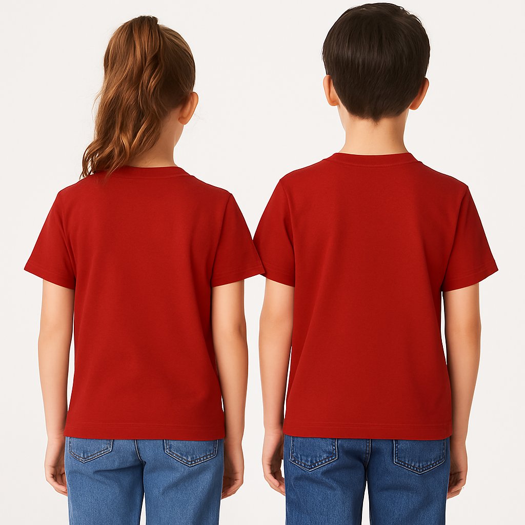 Kyex KIDS Unisex Basic Pamuklu Oversize Kırmızı Tişört