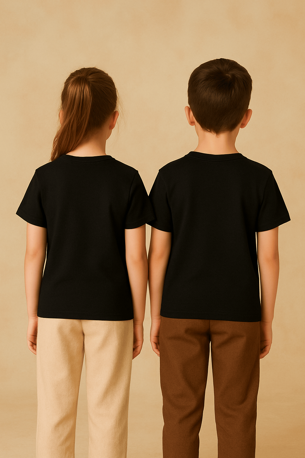 Kyex KIDS Unisex Basic Pamuklu Oversize Siyah Tişört