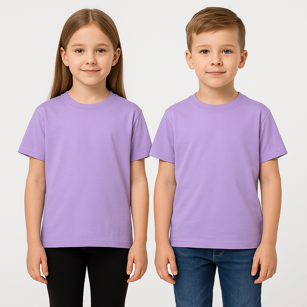 Kyex KIDS Unisex Basic Pamuklu Oversize Lila Tişört