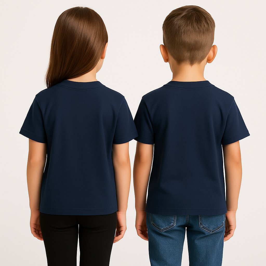 Kyex KIDS Unisex Basic Pamuklu Oversize Koyu Lacivert Tişört