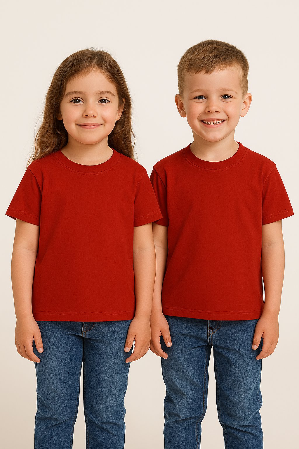 Kyex KIDS Unisex Basic Pamuklu Oversize Kırmızı Tişört
