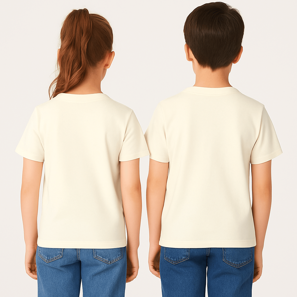 Kyex KIDS Unisex Basic Pamuklu Oversize Ekru Tişört