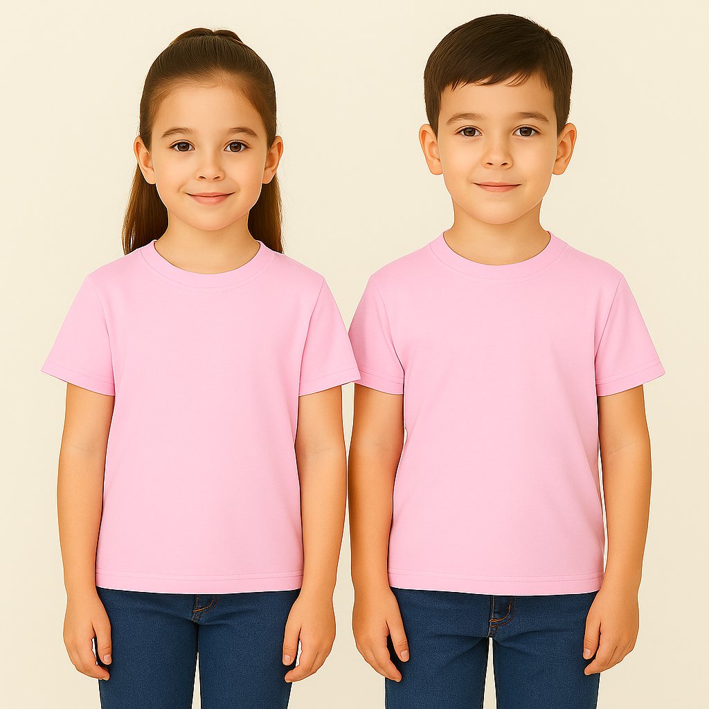 Kyex KIDS Unisex Basic Pamuklu Oversize Toz Pembe Tişört