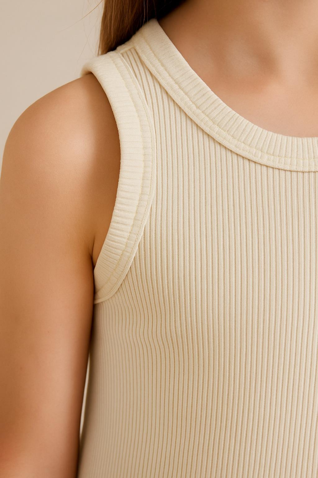 PURE DOTS Kız Çocuk Fitilli Yazlık Bej Body Bluz