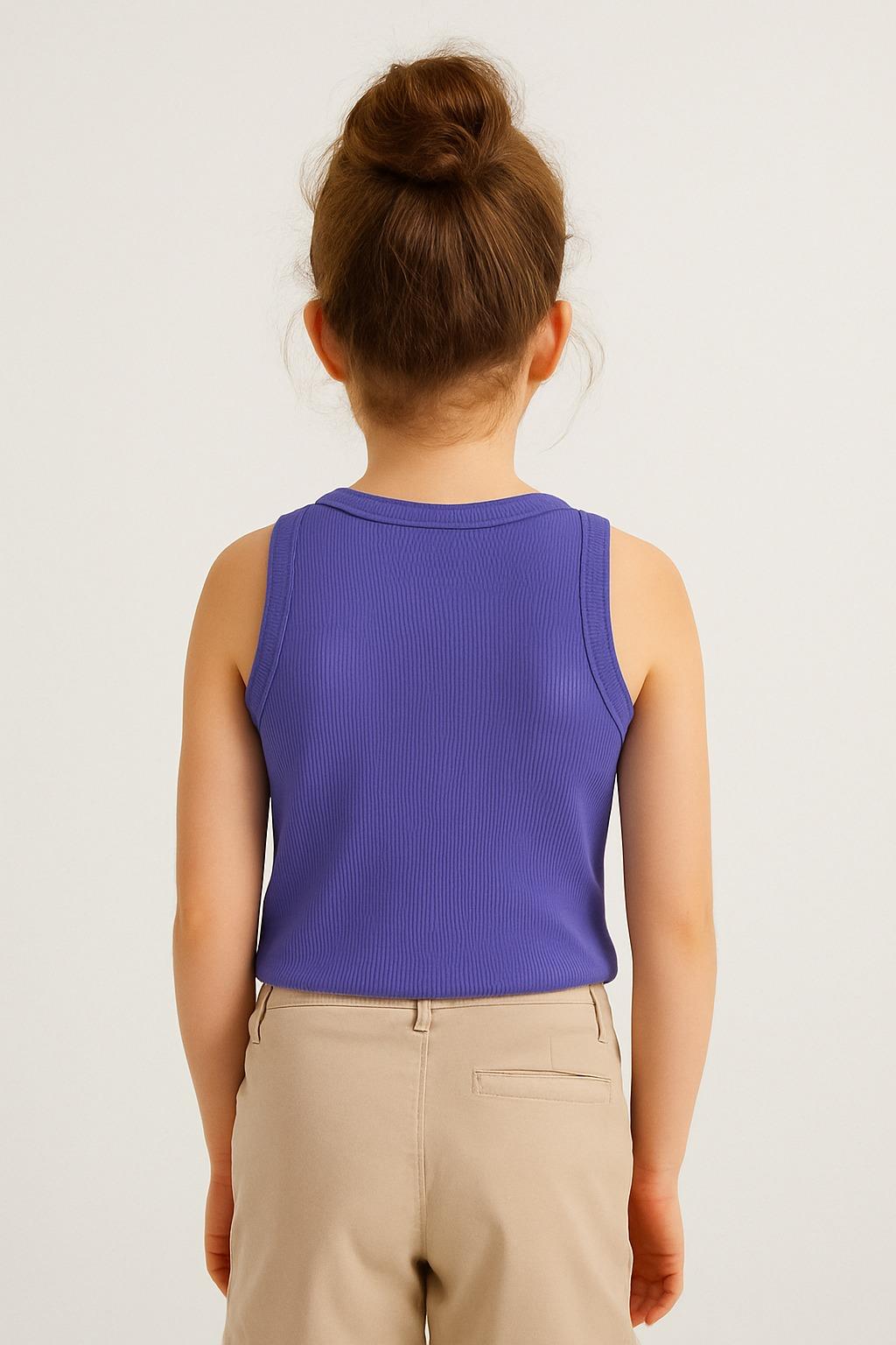 PURE DOTS Kız Çocuk Fitilli Yazlık Mor Body Bluz