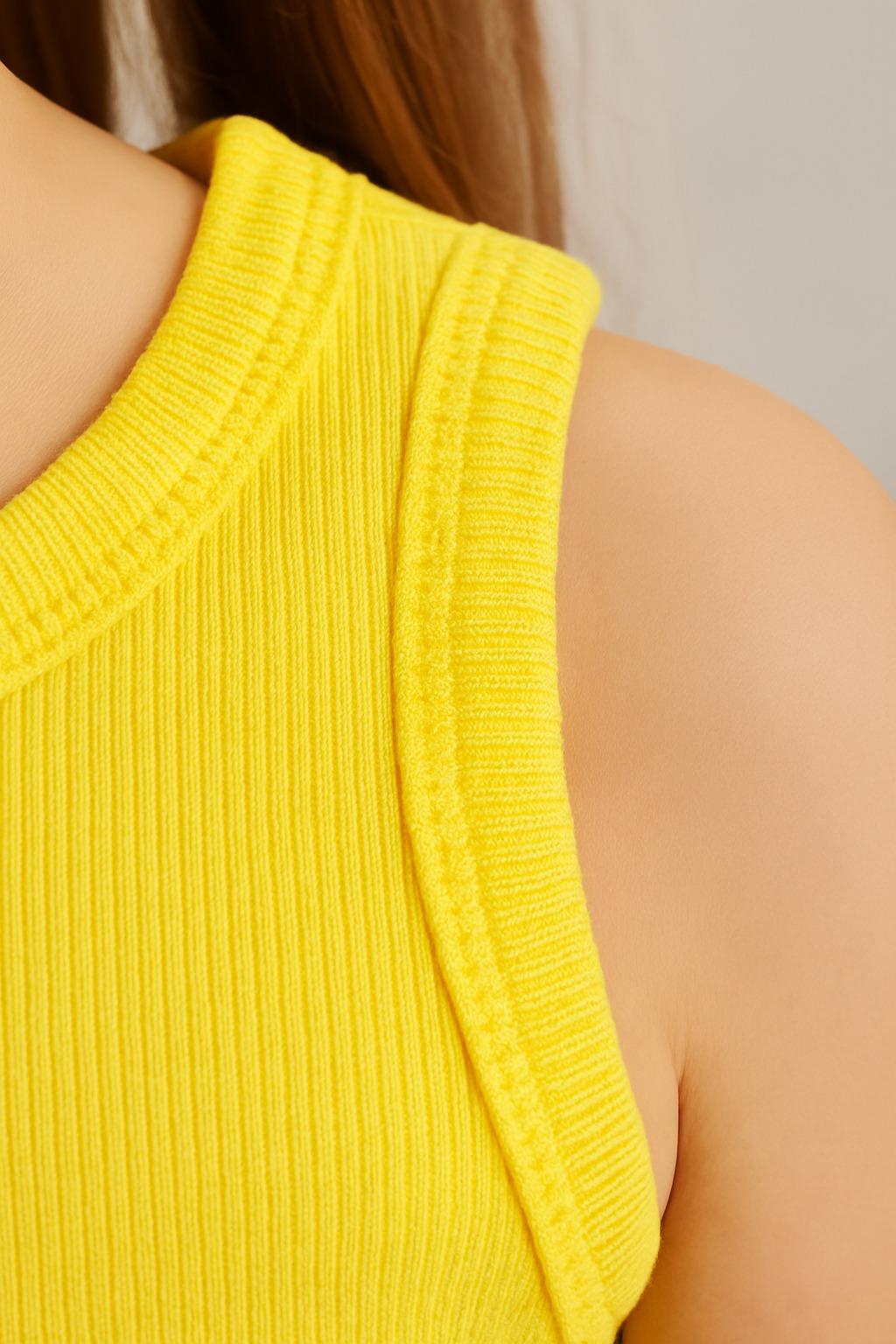 PURE DOTS Kız Çocuk Fitilli Yazlık Sarı Body Bluz