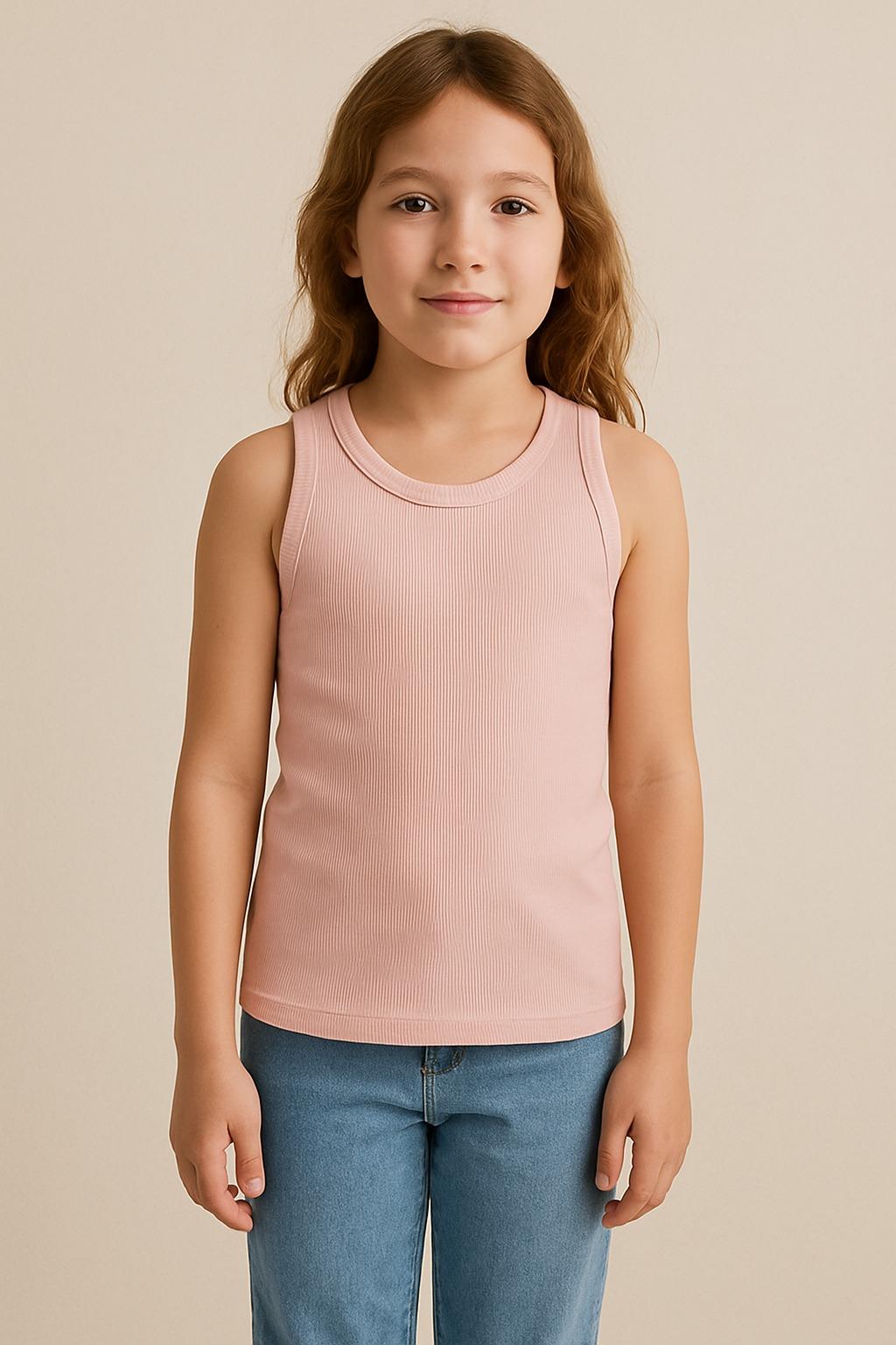 PURE DOTS Kız Çocuk Fitilli Yazlık Toz Pembe Body Bluz